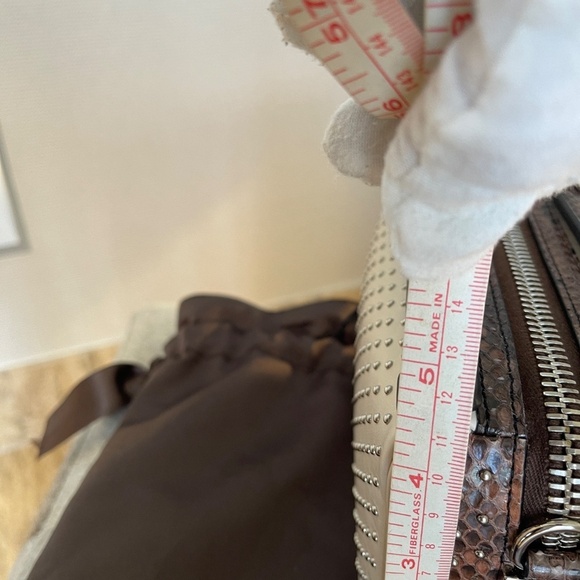 TOD'S Leather and Phyton Gommino Studded Logo Box Crossbody Bag - Picture 10 of 14